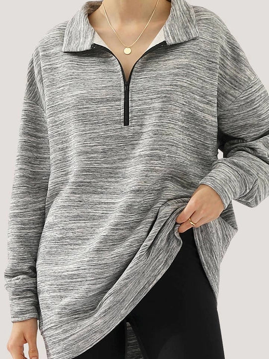 Zip Neck Lightweight Pullover Sweatshirt