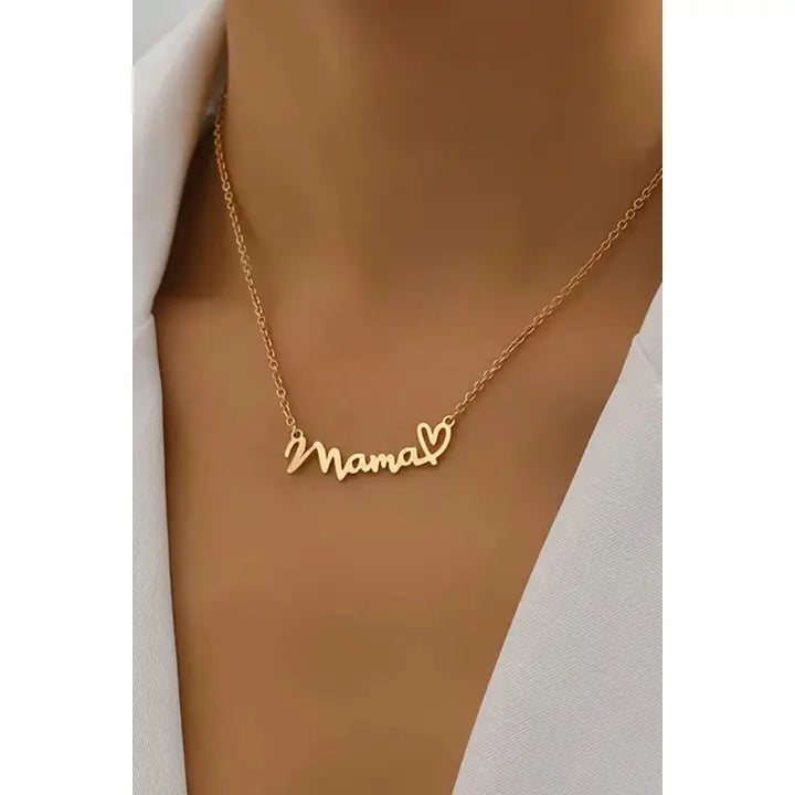 Mama Heart Pendant Chain Necklace