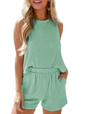 Sleeveless Vest Shorts Striped Two-Piece Set