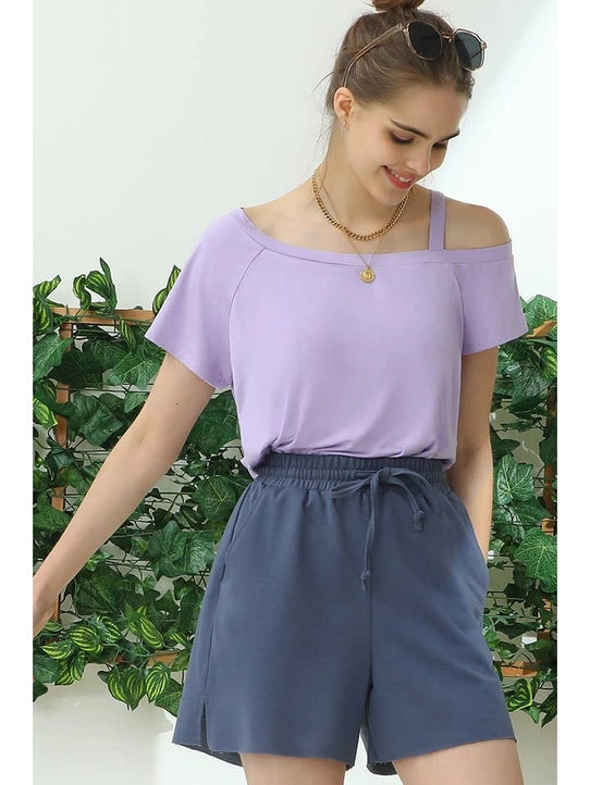 High Waist French Terry Shorts with Side Pockets