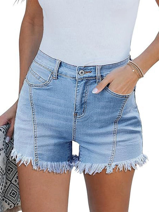 Stretch Slimming Fringed Shorts