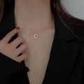 Cold Wind Design Feeling Double Ring Heart Clavicle Chain