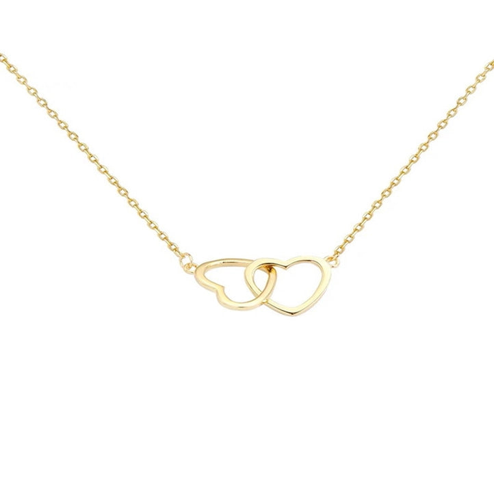 Cold Wind Design Feeling Double Ring Heart Clavicle Chain