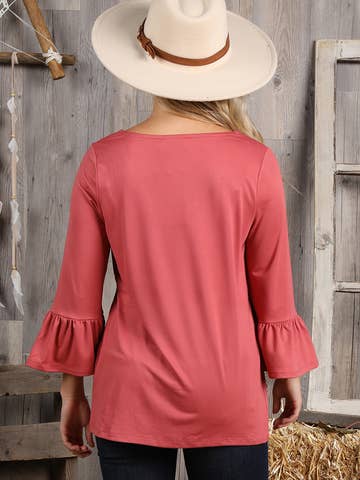 3/4 Sleeve with Neck String Detailed Top