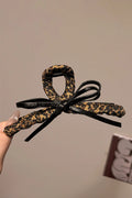Cloth Wrap Leopard Over Bow Detail Hair Claw Clip