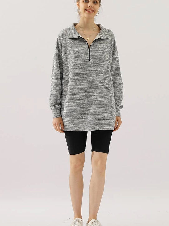 Zip Neck Lightweight Pullover Sweatshirt