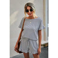 Round Neck Striped Top Short Set