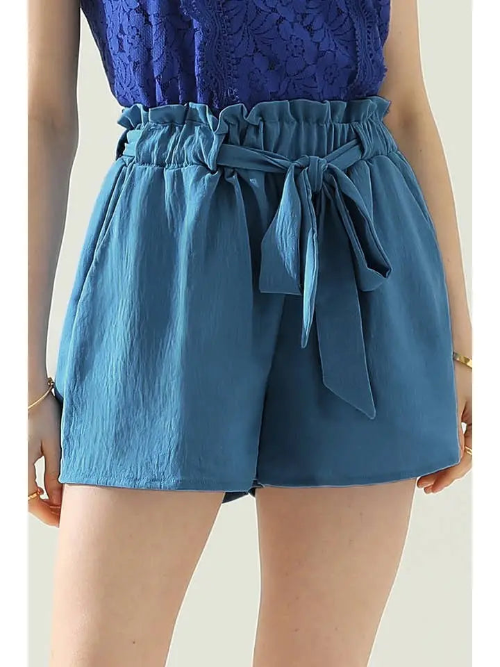High Waist Shorts with Belt and Slant Pockets